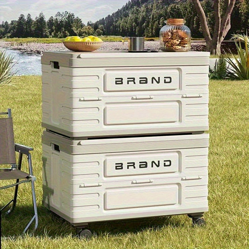 60L Heavy-Duty Collapsible Storage Box with 4-Wheel Mobility & Flip-Top Lid