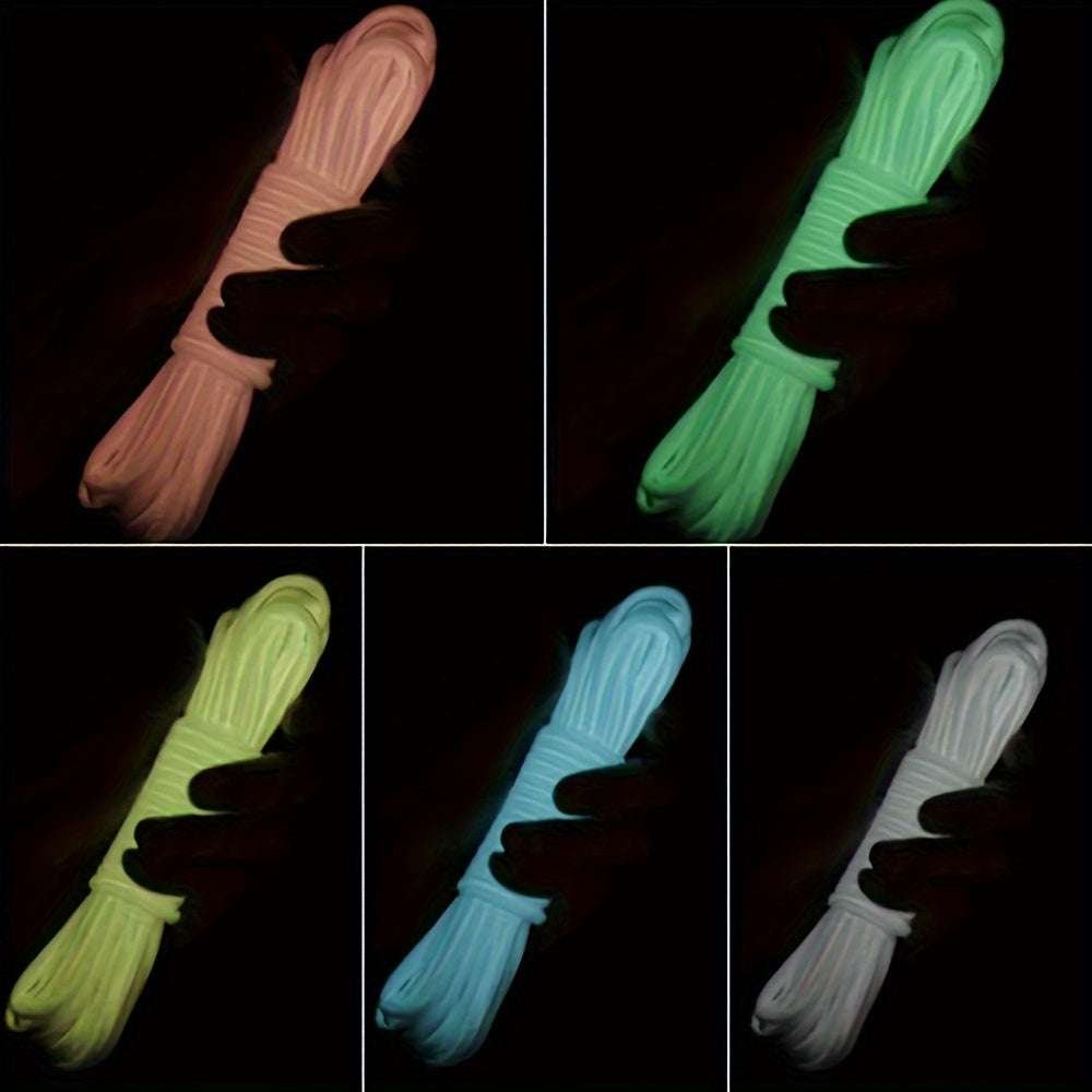 4pcs Glow-in-the-Dark Camping Rope, Durable Nylon - STOP tripping over tent ropes :)