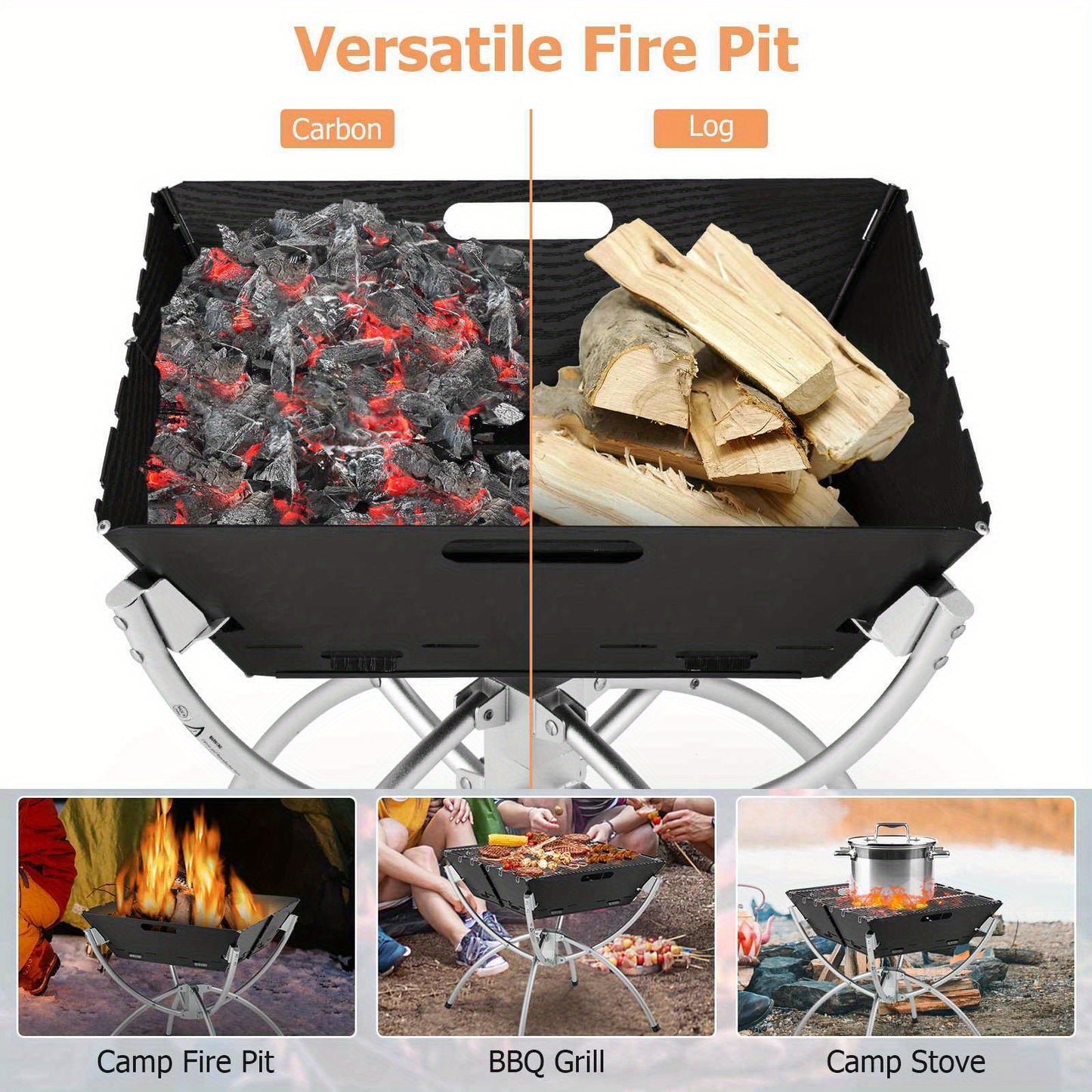 Charcoal Wood Burning Stove - Portable Campfire Grill W/Gloves Cooking