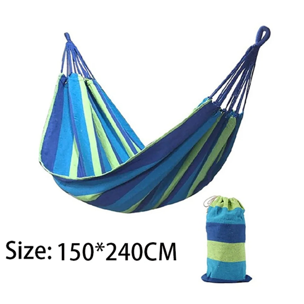 Double Hammock 2 Person Canvas Cotton Hammock with Tree Straps for Patio Garden Backyard Outdoor and Indoor (Red, Blue)