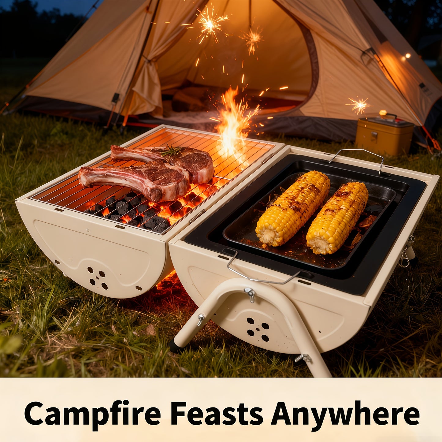 Portable Charcoal Grill | Easy to Carry for Camping, BBQ, Picnics