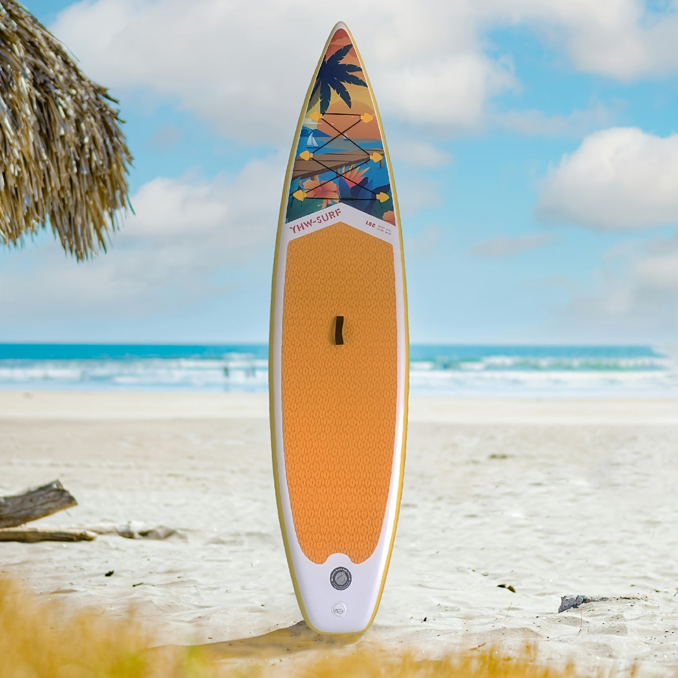 Inflatable Paddle Board, Pump, Backpack, Foot Rope, Detachable Fin, Paddle, and Repair Kit