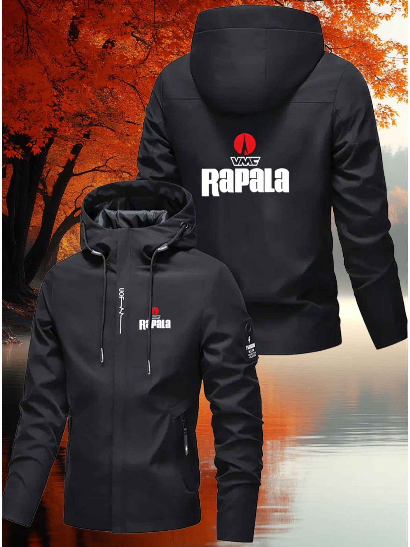 Men'S Rapala & VMC Logo All-Season Full-Zip Hooded Fishing Jacket