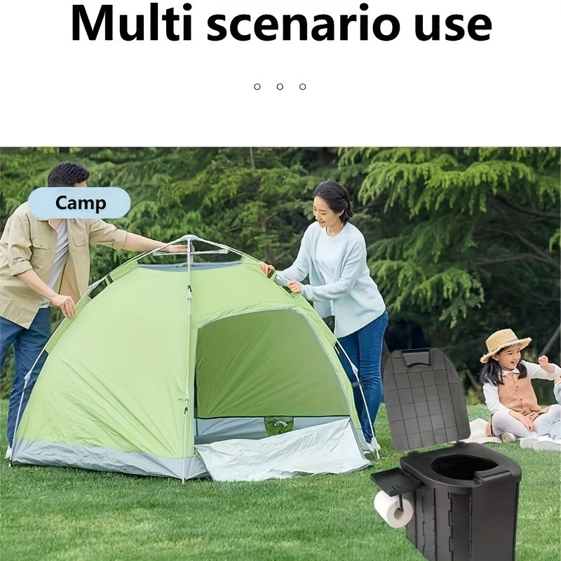 Portable Folding Outdoor Toilet with Cover - Heavy-Duty Compact
