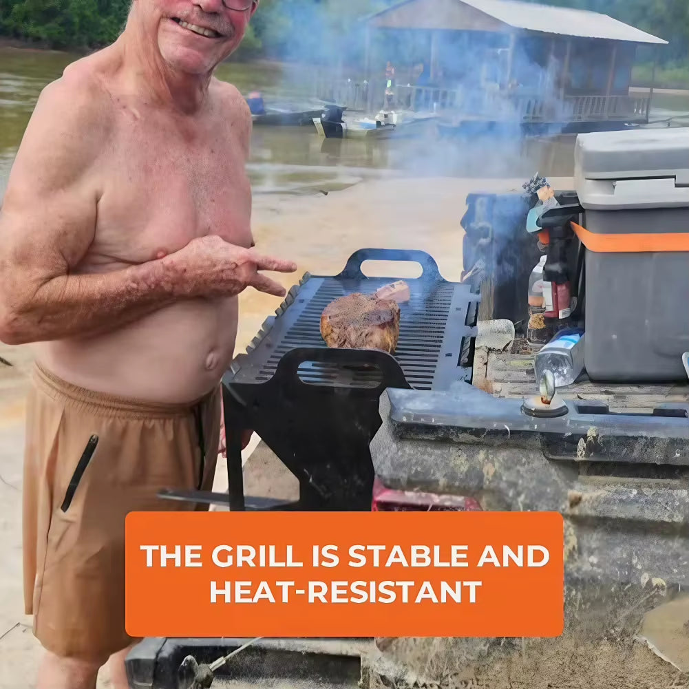 Folding Slot Grill Ourtdoor Camping Picnic BBQ Slot Grills Tool-Free Setup Lightweight Portable Stainless Steel Foldable Grill