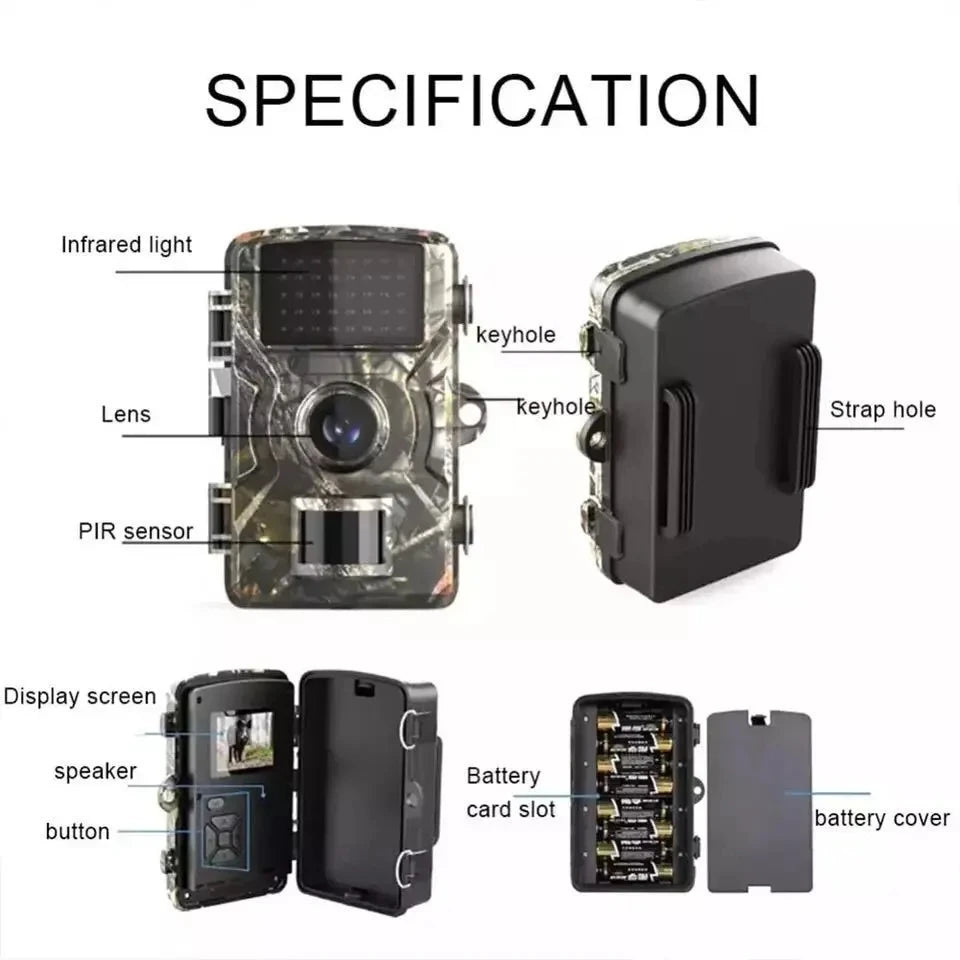 Hunting Trail Camera 16MP 1080P 940Nm Infrared Night Vision Motion Activated Trigger Security Cam Outdoor Wildlife Photo Traps