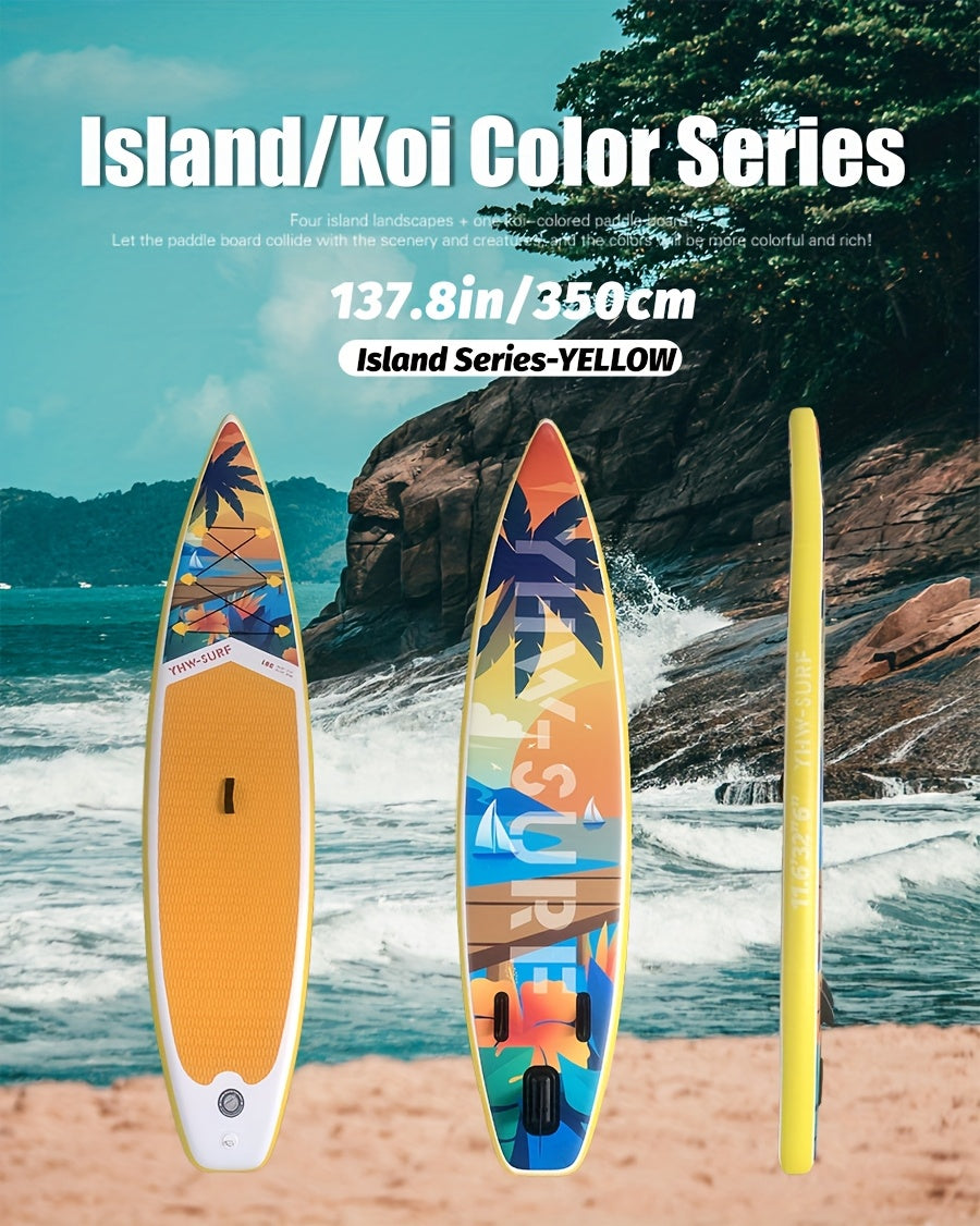 Inflatable Paddle Board, Pump, Backpack, Foot Rope, Detachable Fin, Paddle, and Repair Kit