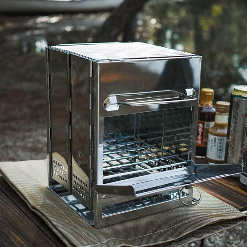 Portable Outdoor Cooking Stove, Grill & Fire Pit - Wood, Twig, Charcoal, Alcohol - Cast Iron - Camp Stove