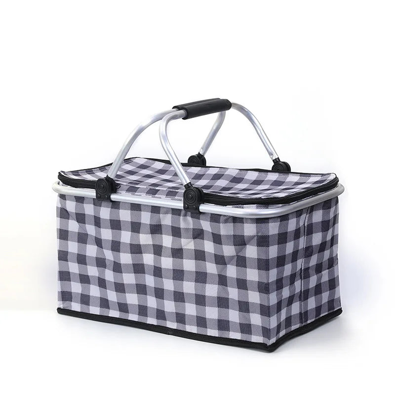Large Capacity 30L Camping Picnic Basket Aluminum Foilfolding Insulated Portable Outdoor Food Storage Bag Cooler Foldable Bags