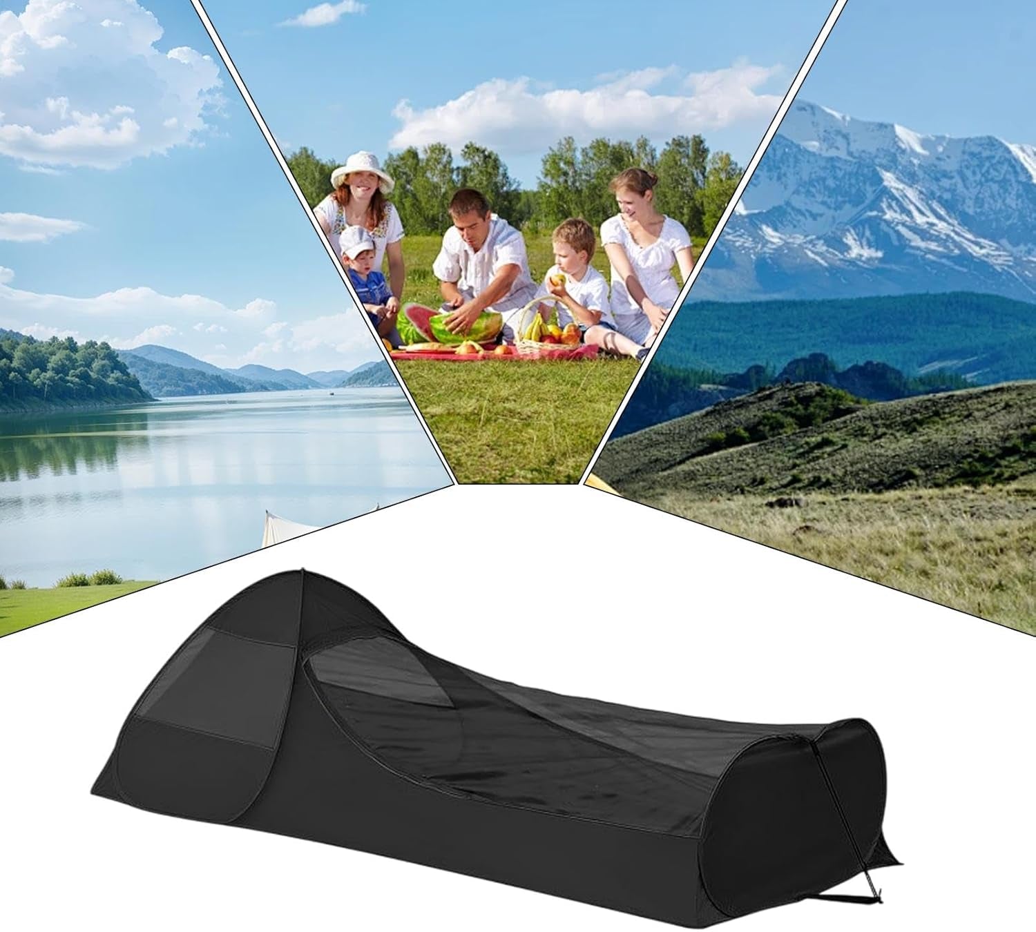 Foldable Pop-Up Single Bed | Bed Canopy Sleeping Bag Net Tent with Double Zipper,Finer Mesh Shelter, Breathable Camping Gear for Travel Bedroom and Outdoor Trips