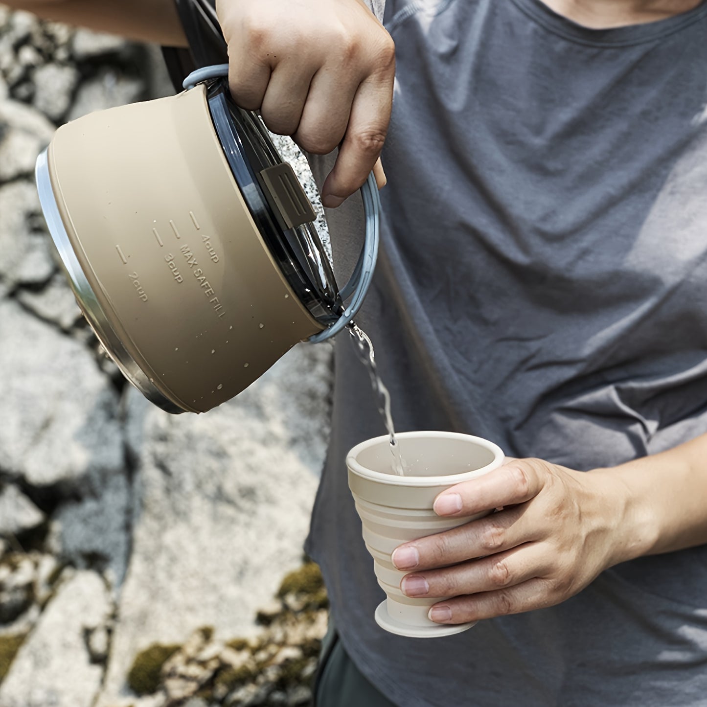 3pcs Modern Silicone Polymer Collapsible Water Kettle Set - foldable