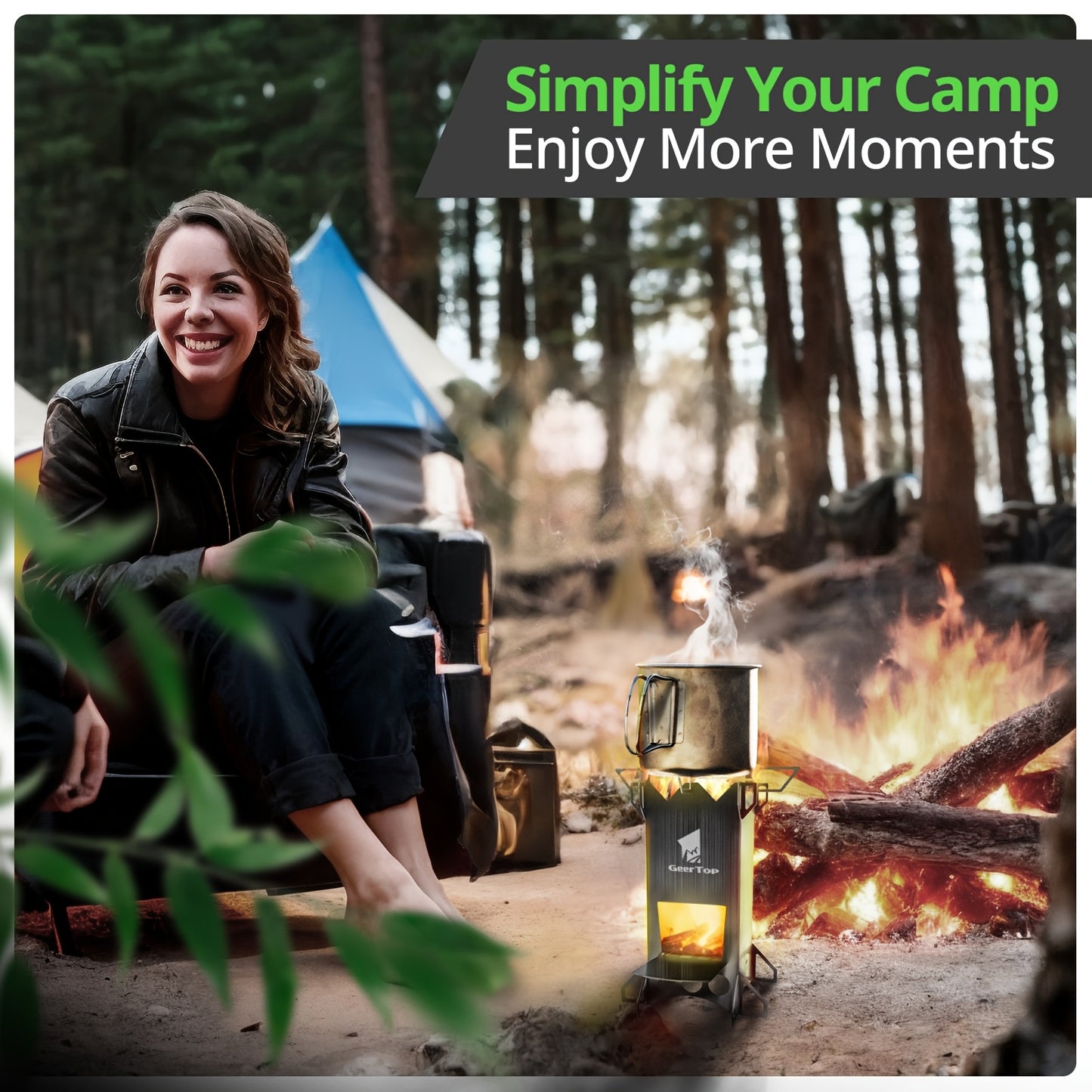 Outdoor Rocket Stove - Uncharged, Stainless Steel, Geertop, No Magnesium Rod/Flint