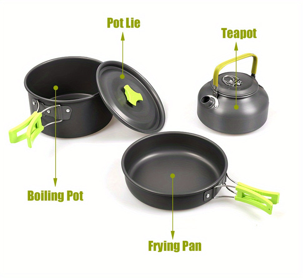 3pcs Camping Cookware Set, Aluminum Outdoor Portable Cooking Gear