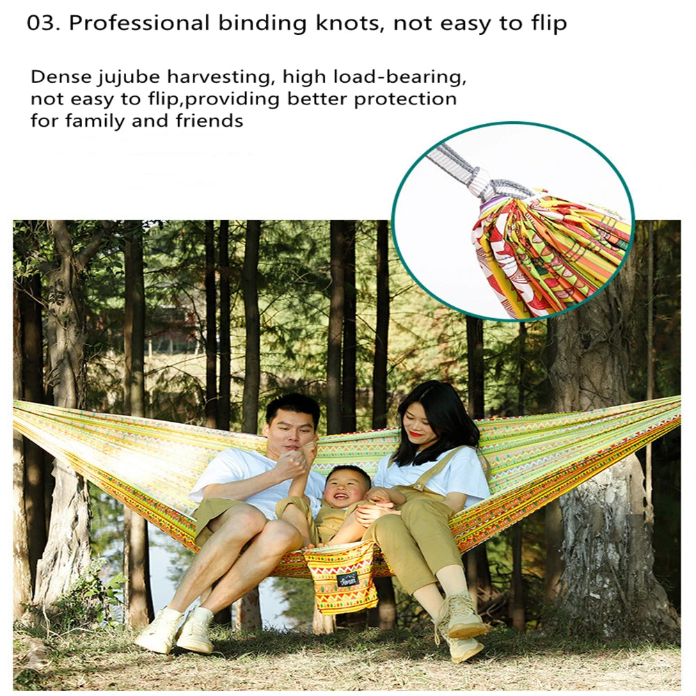 Portable Outdoor Garden Hammocks Quick Open Parachute Cloth Double Travel Camping Sleeping Hanging Hammock Swing Nature Hike