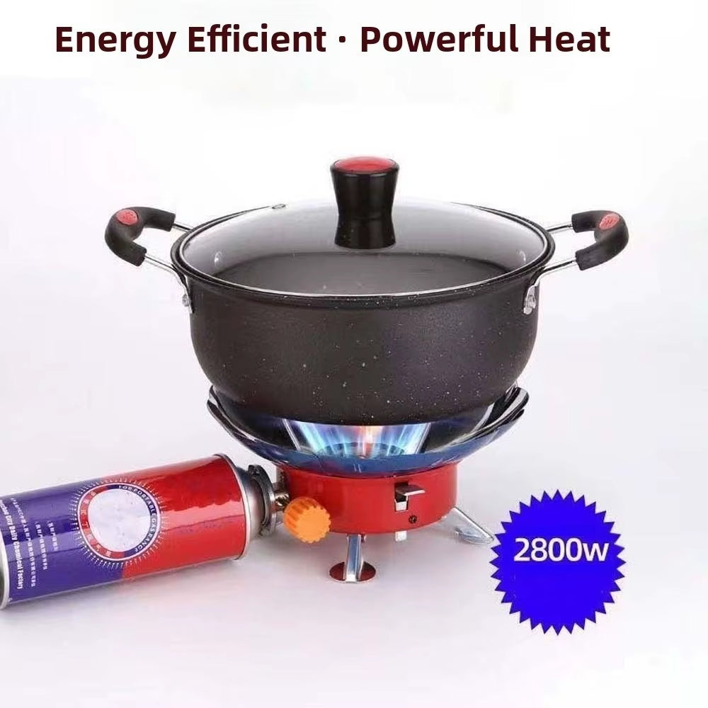 Tea Stove 2800W Lotus Cassette Stove High Power Compact Folding Gas Burner Red Windproof Fondue Gas Cooker Outdoor BBQ