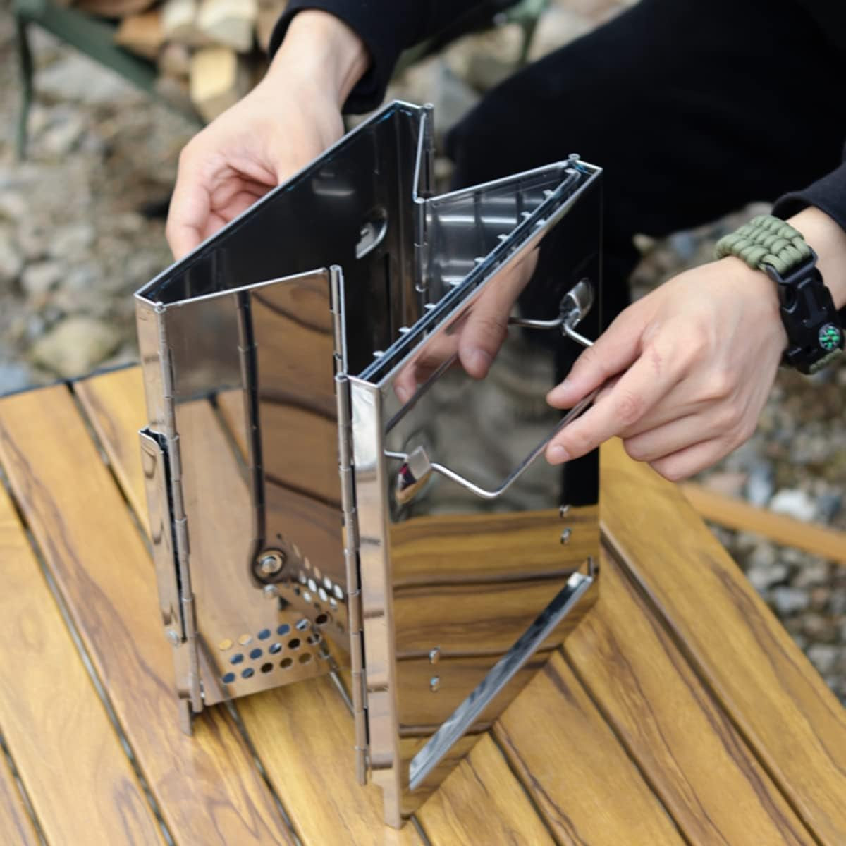 Portable Outdoor Cooking Stove, Grill & Fire Pit - Wood, Twig, Charcoal, Alcohol - Cast Iron - Camp Stove