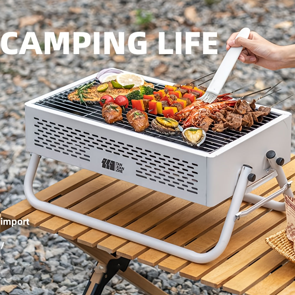 1pc Outdoor Portable Grill- Perfect For Camping/ Fishing/Picnics - Reusable & Foldable