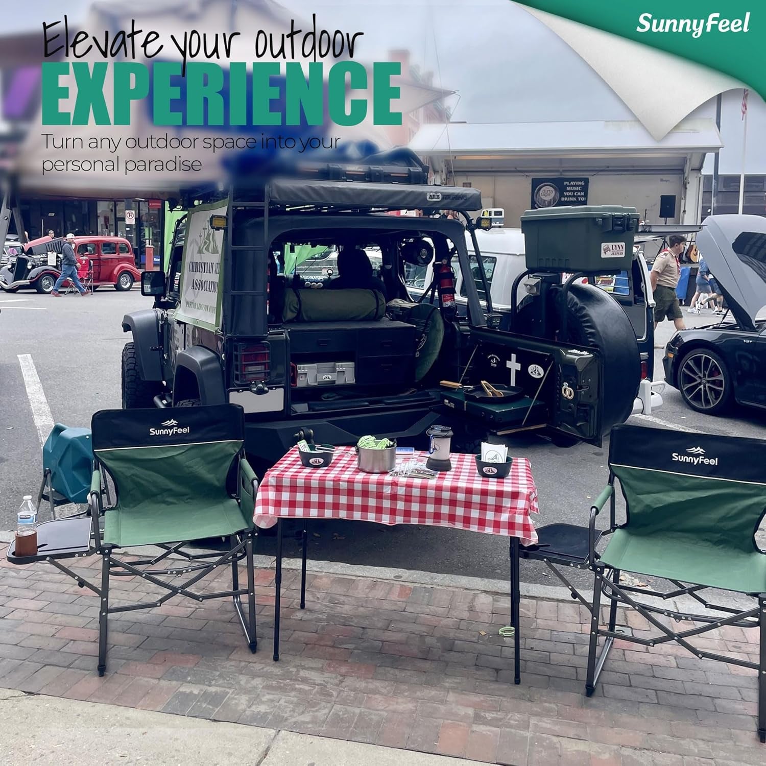 2 Pack  Camping Directors Chair, Heavy Duty,Oversized Portable Folding Chair with Side Table, Pocket for Beach, Fishing,Trip,Picnic,Lawn,Concert Outdoor Foldable Camp Chairs (Green)