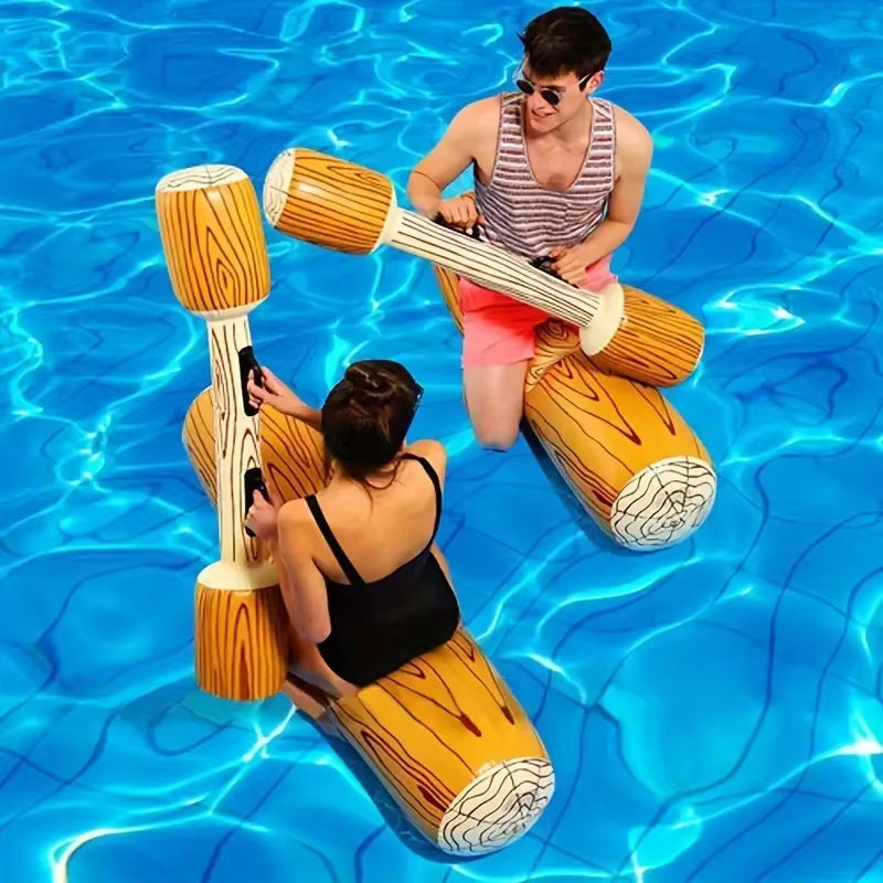 4-Piece Inflatable Floating Water Toy Set. New Inflatable Bumper Water Floating Toy. Inflatable Wood Grain Game Stick