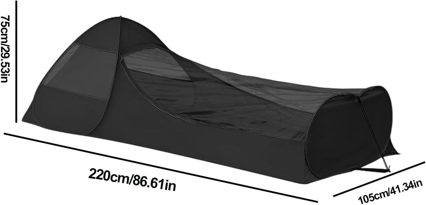 Foldable Pop-Up Single Bed | Bed Canopy Sleeping Bag Net Tent with Double Zipper,Finer Mesh Shelter, Breathable Camping Gear for Travel Bedroom and Outdoor Trips