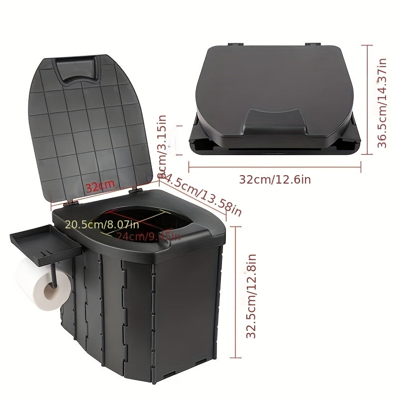 Portable Folding Outdoor Toilet with Cover - Heavy-Duty Compact