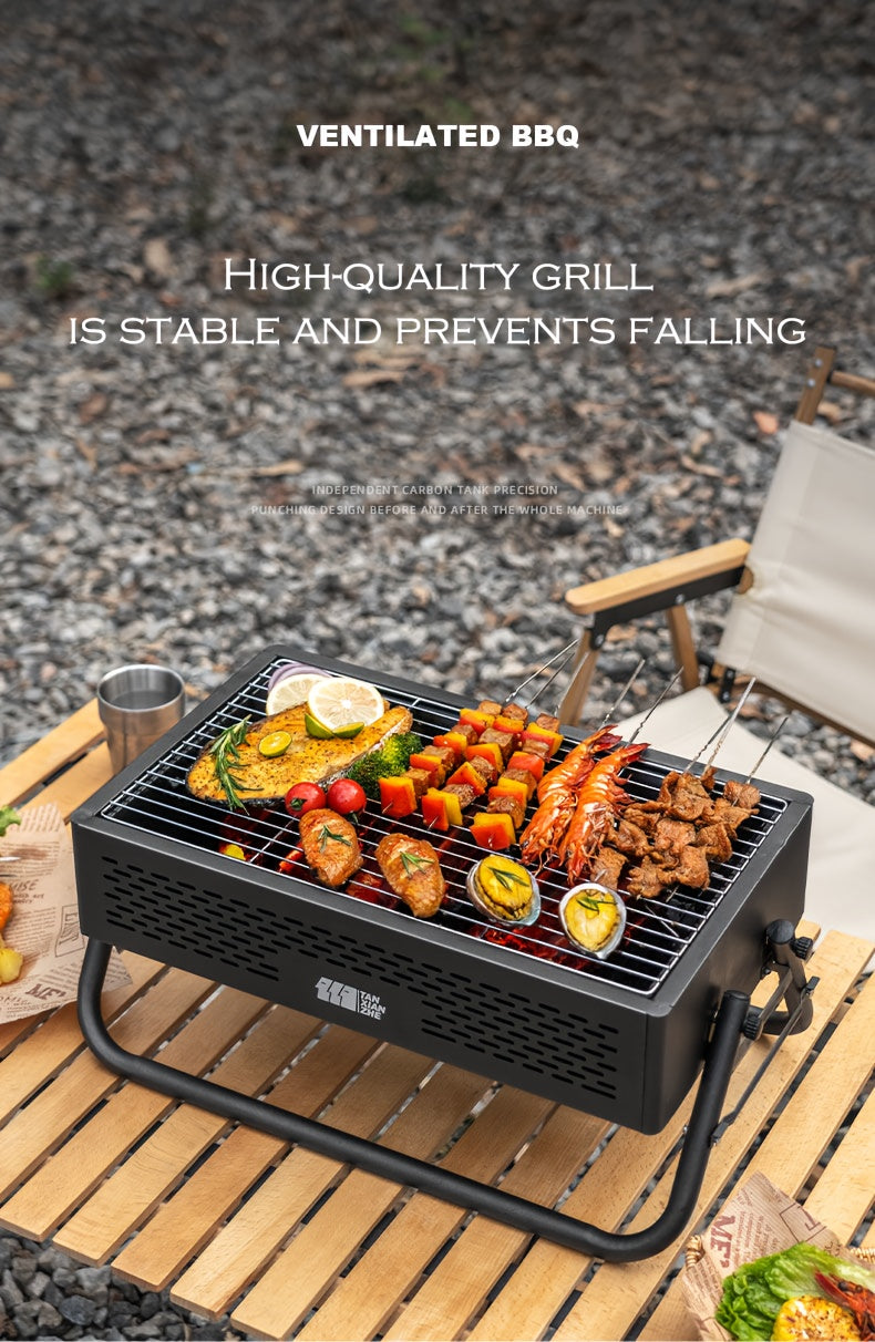 1pc Outdoor Portable Grill- Perfect For Camping/ Fishing/Picnics - Reusable & Foldable