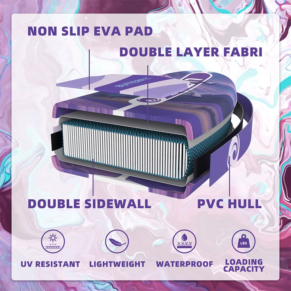 SOWM SUB Waterproof Inflatable Paddle Board 11''X34''X6''Adult Standing Style Aquatic Yoga Fishing with Accessories SUP Сапборд