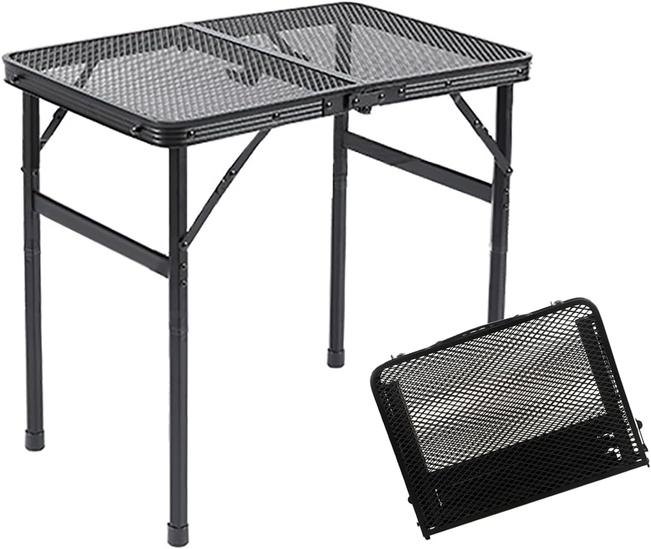 Portable Camping Table Picnic Folding Grill Table: Lightweight Portable Design - Height Adjustable, 60X40X27/56 CM for Outdoor Camping and BBQ (Black)
