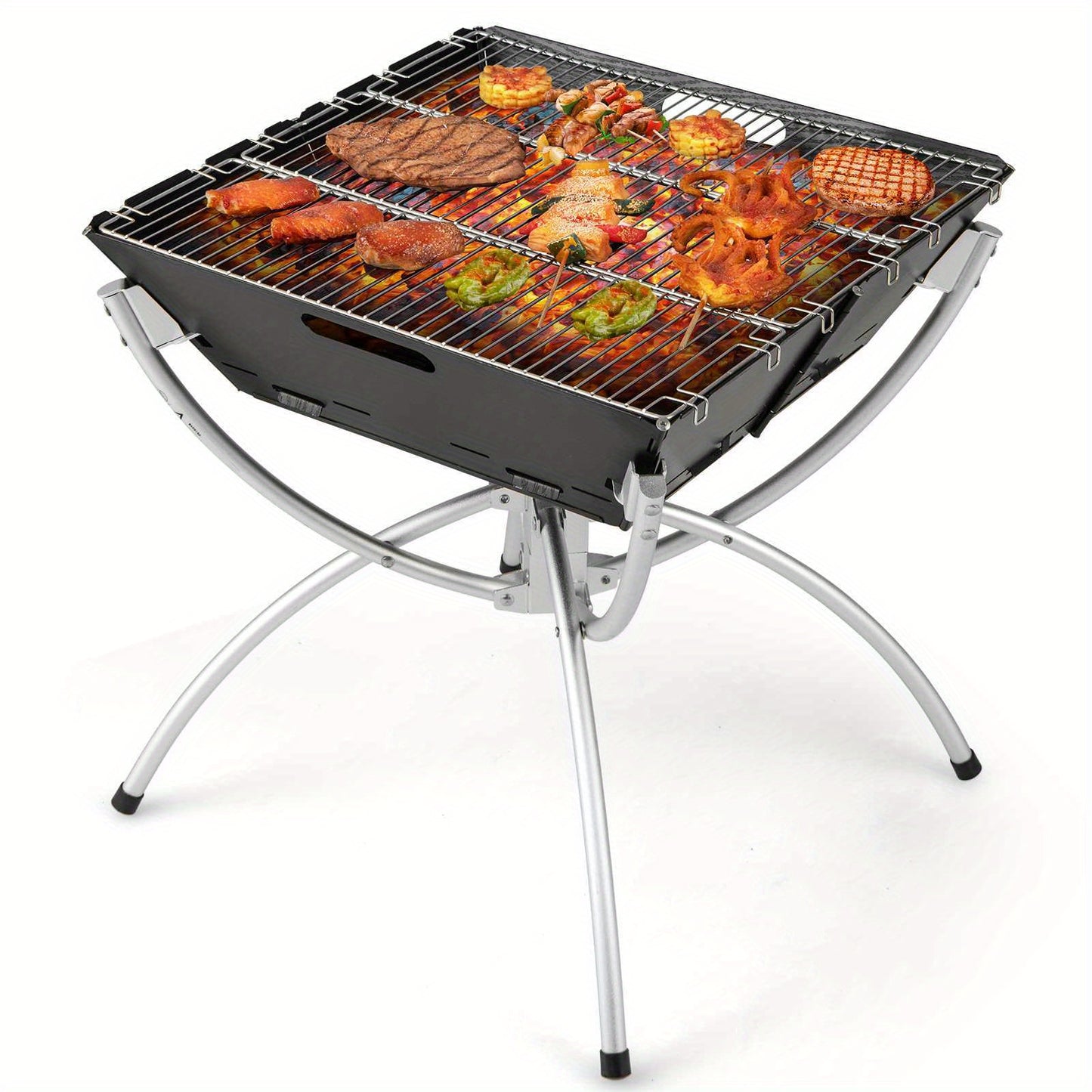 Charcoal Wood Burning Stove - Portable Campfire Grill W/Gloves Cooking