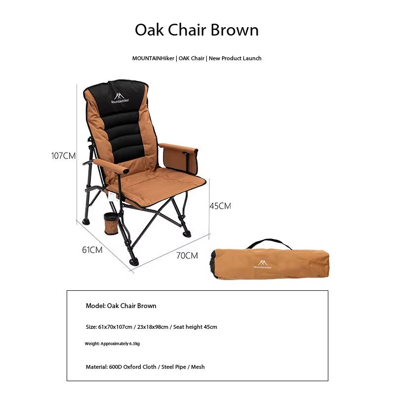 Portable Folding Chair Outdoor Camping Comfortable High Back Padded Armrest Leisure OK Chair for Fishing Garden Beach