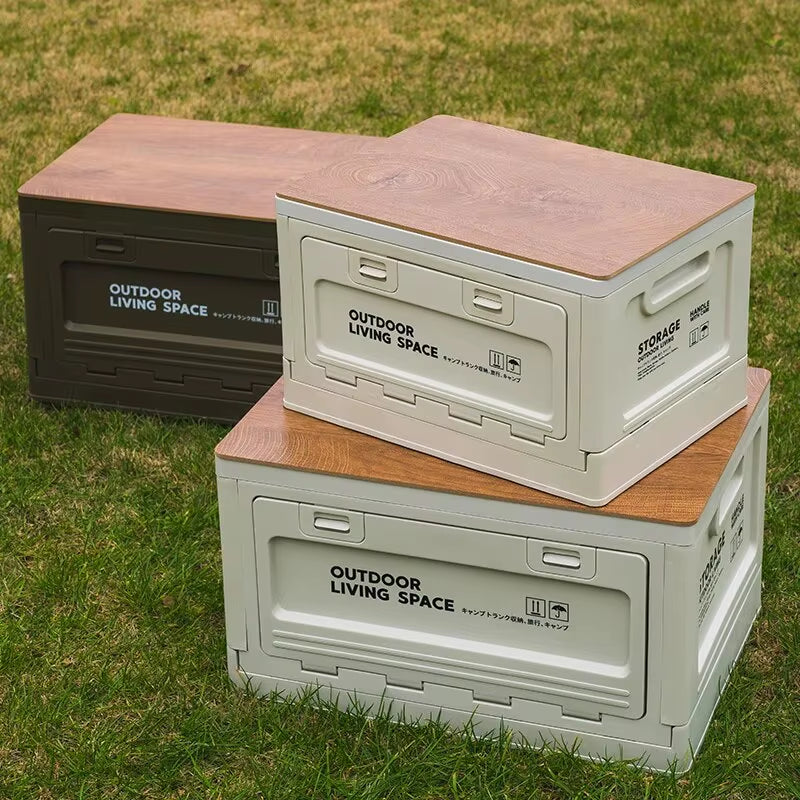 Outdoor Storage Box Camping Folding Box Camping Organizer Car Trunk Wooden Lid Industrial Air Storage Box