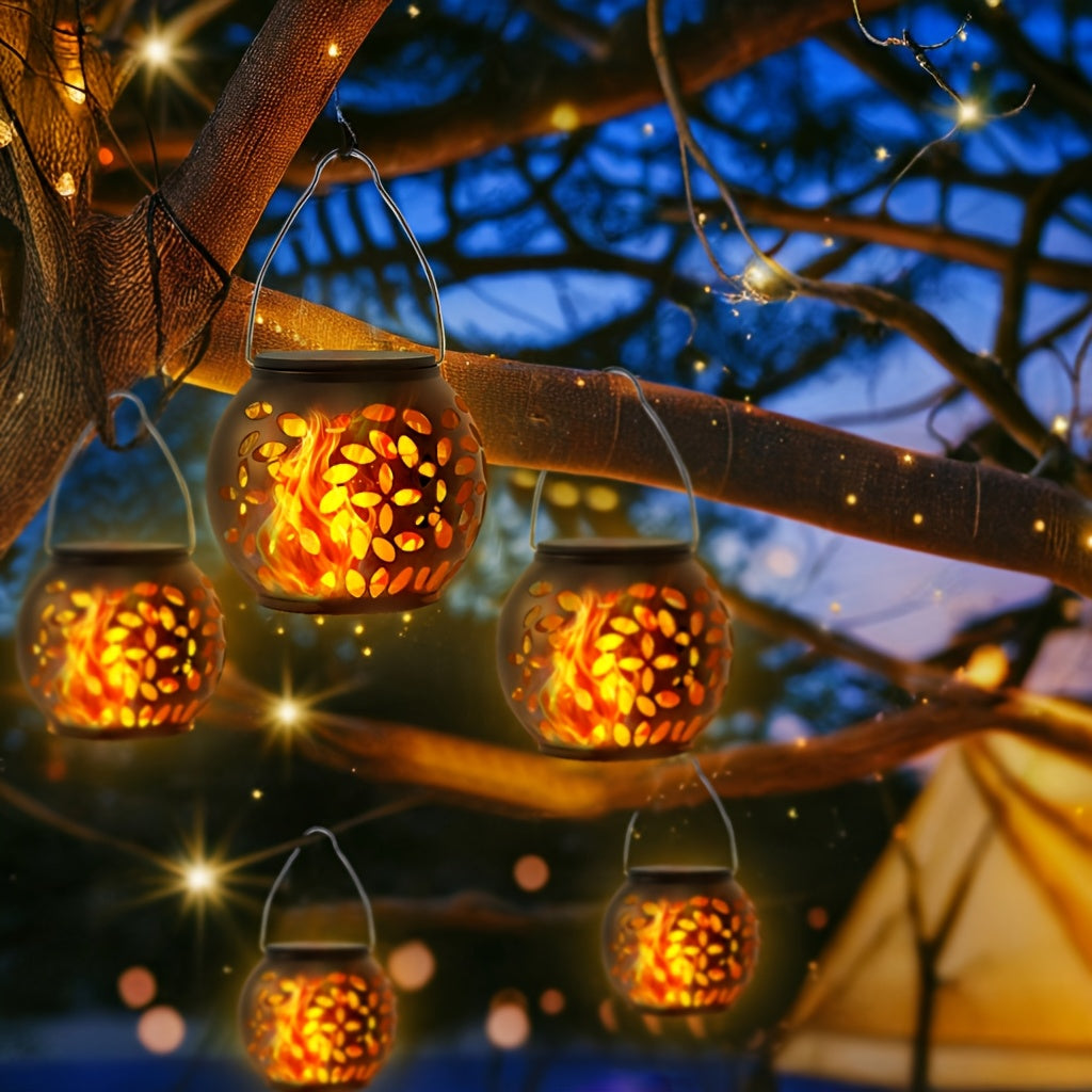 4pcs Solar LED Flame Pendant Lights - Glam your camping trip!!