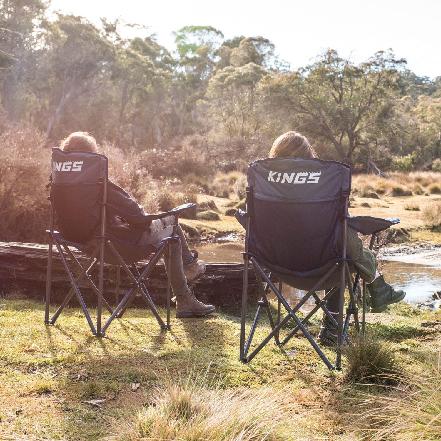 2X  Throne Outdoor Camping Chair 300Kg Thick Padding + Carry Bag