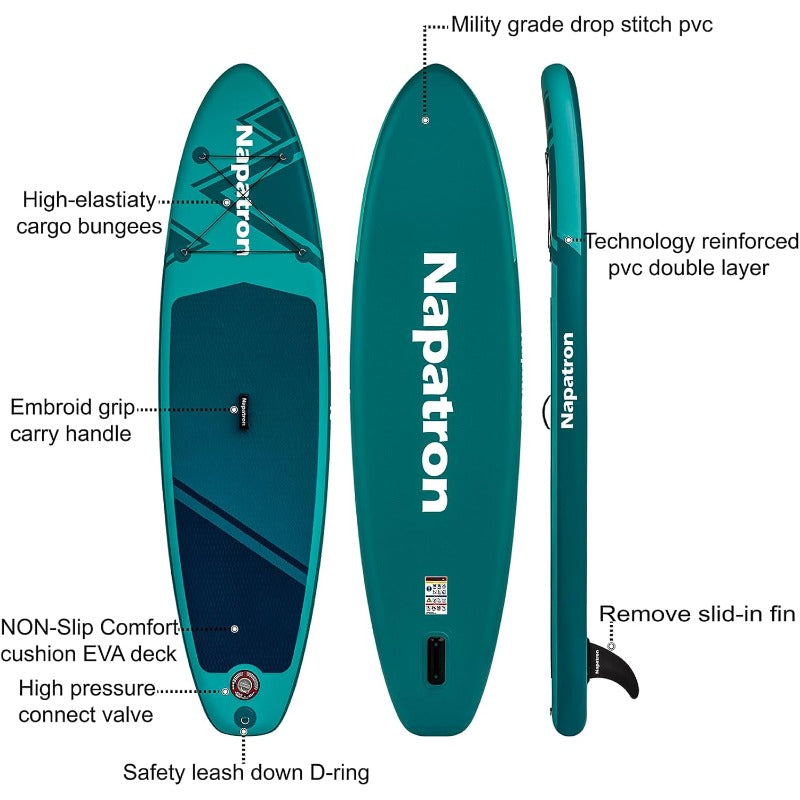 Family Inflatable SUP Paddleboard. Stable Wide Design 158.76KG Capacity