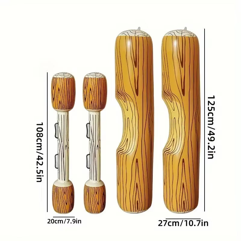 4-Piece Inflatable Floating Water Toy Set. New Inflatable Bumper Water Floating Toy. Inflatable Wood Grain Game Stick