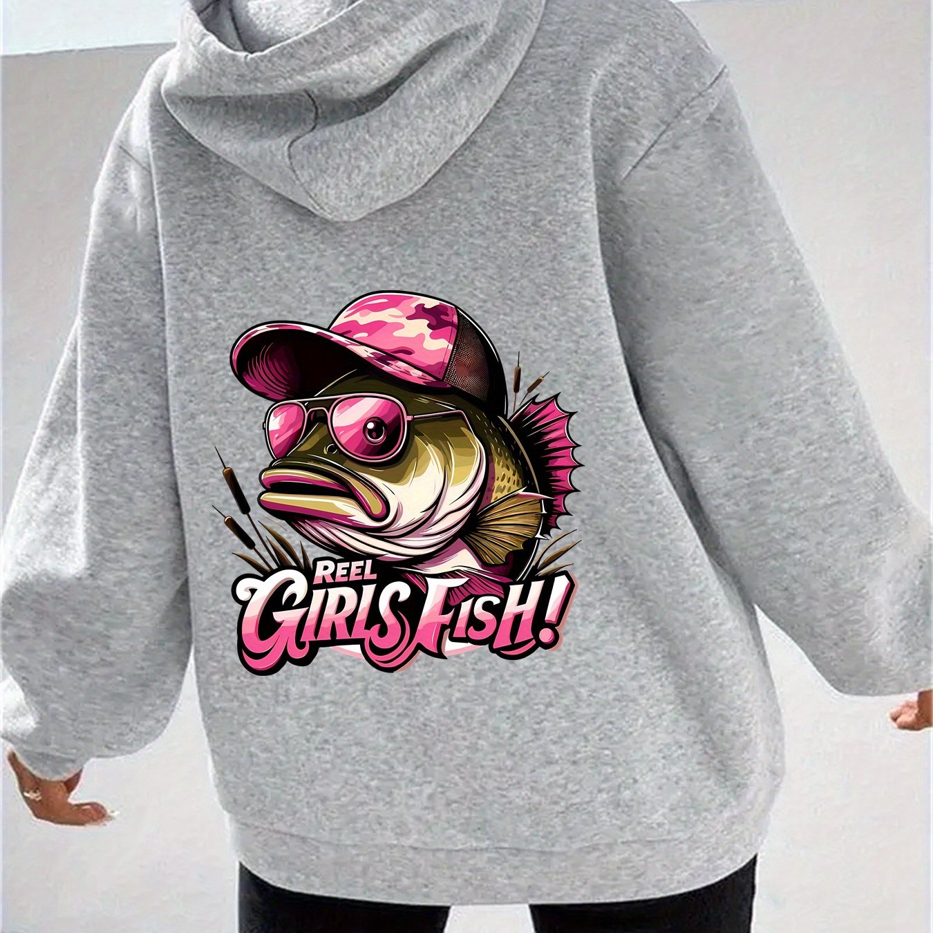Womens "REEL GIRLS FISH!" Zip-Up Sweatshirt, Soft All-Season Pullover