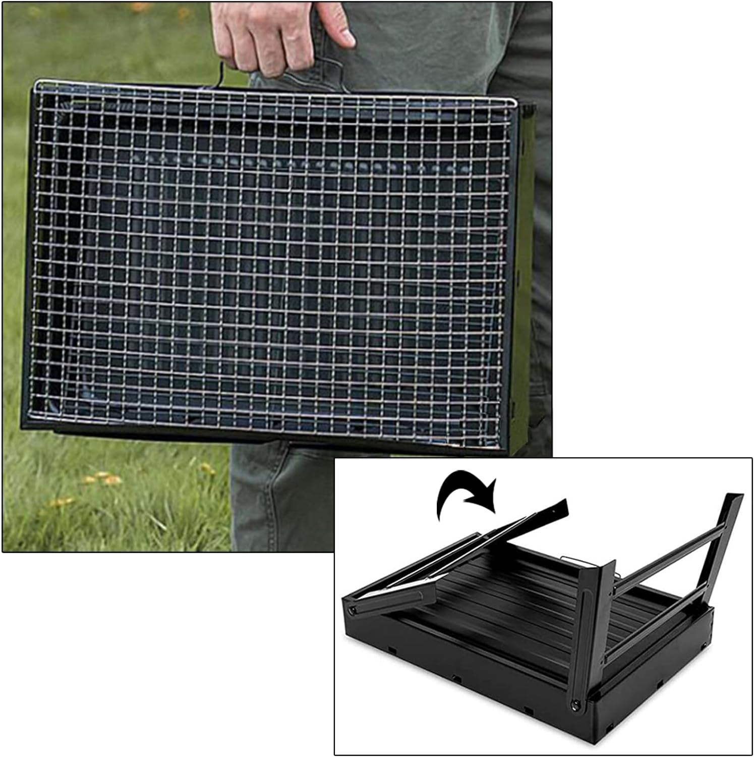 Large 17" Portable Folding Barbecue Grill Charcoal Lightweight Barbecue Grill Tools for Outdoor Grilling Cooking Camping Hiking Picnics Tailgating Backpacking Party