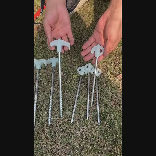 GLOW IN THE DARK 12pcs Set Tent Pegs - Don't trip over them AGAIN!