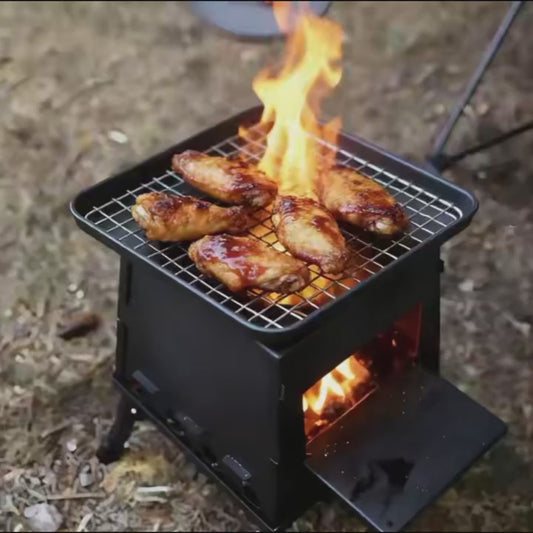 Portable Wood Camping Stove, Durable Folding Firewood Stove BBQ